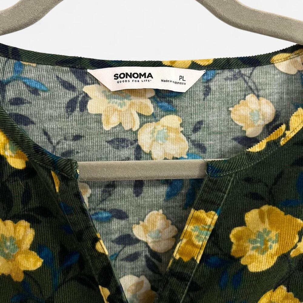 Sonoma Floral Corduroy Bell Sleeve Peasant Blouse - Picture 5 of 8